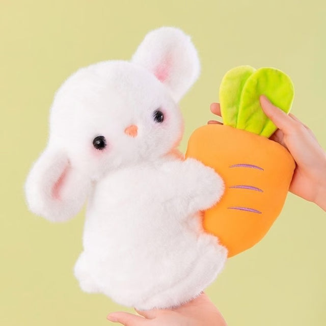 Cute Bunny Plush Toy with Carrot Fluffy Rabbit Sleeping Doll for Kids Room Decor & Gift