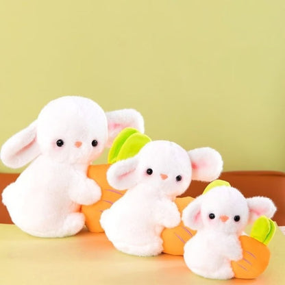 Cute Bunny Plush Toy with Carrot Fluffy Rabbit Sleeping Doll for Kids Room Decor & Gift