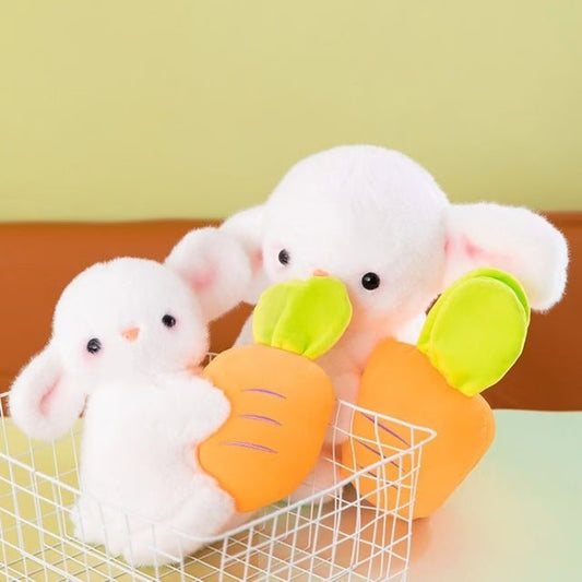 Cute Bunny Plush Toy with Carrot Fluffy Rabbit Sleeping Doll for Kids Room Decor & Gift