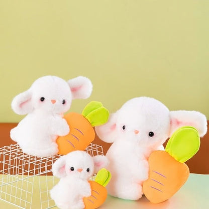 Cute Bunny Plush Toy with Carrot Fluffy Rabbit Sleeping Doll for Kids Room Decor & Gift
