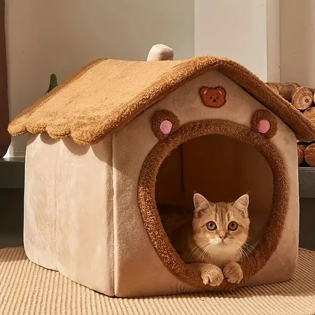 Foldable Pet House Removable Washable Cat Bed for Small Dogs and Medium Cats