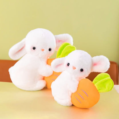 Cute Bunny Plush Toy with Carrot Fluffy Rabbit Sleeping Doll for Kids Room Decor & Gift
