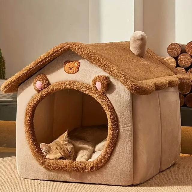 Foldable Pet House Removable Washable Cat Bed for Small Dogs and Medium Cats